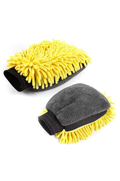 Choice Yellow 1pc Double-faced Car Wash Microfiber Chenille Gloves Thick Car Cleaning Mitt Wax Detailing Br