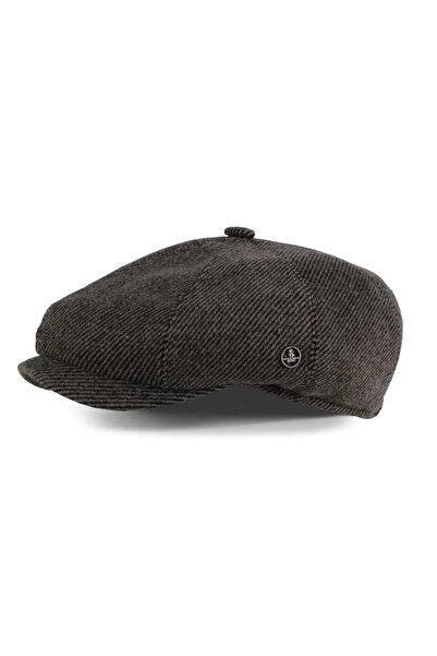 KAMBO WEAR Dark Brown Black Striped Woolen Stamp Winter Fabric Men's Cap Hat (Anti-Sweat Satin Lining)