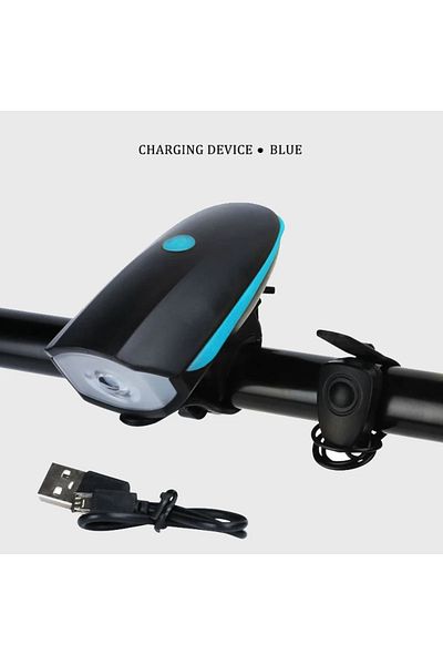 Choice Blue Bicycle Front Light with Electric Horn Waterproof Bike Headlight USB Rechargeable Cycling Flash