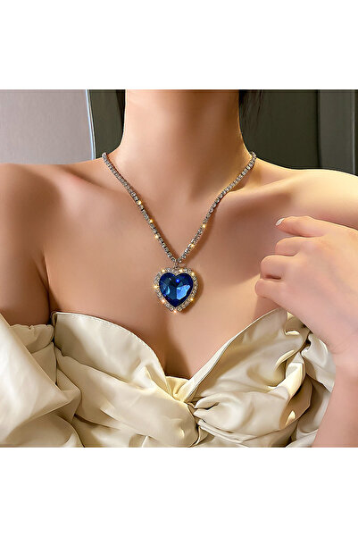 Choice CH-27 قلادة على شكل قلب كبير من الكريستال للنساء قلادة مرصعة بأحجار ال...