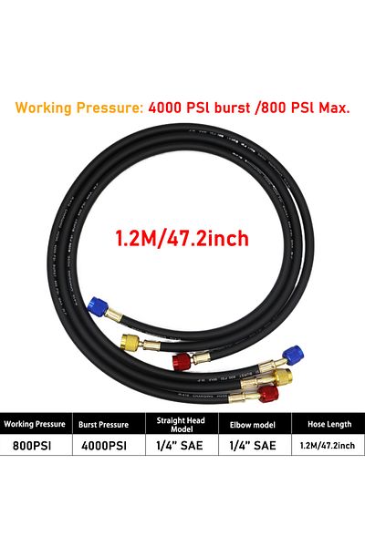 Choice 1.2m R134a R410a Ac Refrigerant Charging Hoses Hvac Air Conditioning Tool Car Silicone Hose Pipe Air