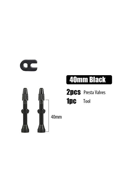Choice 40mm Black 2PCS Bike Tubeless Presta Valves - Aluminum Alloy 40/44/48/60/80mm with Removal Tool (Pre
