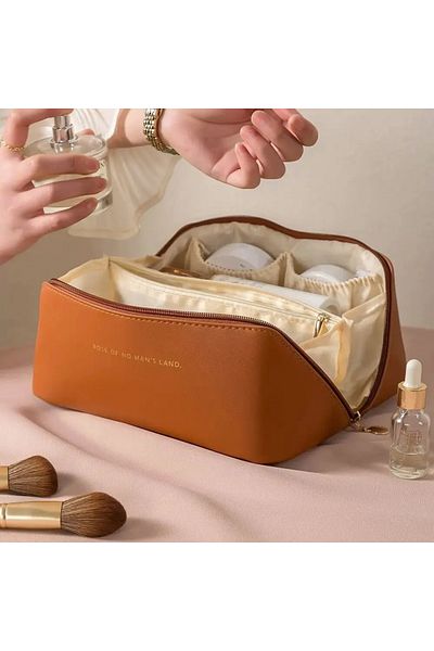 Choice Brown Makeup Organizer Female Toiletry Kit Bag Make Up Case Storage Pouch Luxury Lady Box, Cosmetic