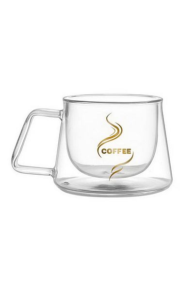 ABYZ Coffee Cup, Double Wall, Heat Resistant Glass, 200ml, 13x10x7.5 Cm
