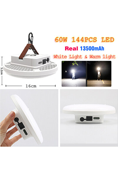 Choice فانوس تخييم LED أبيض قابل لإعادة الشحن بقوة 60 واط و13500 مللي أمبير ف...