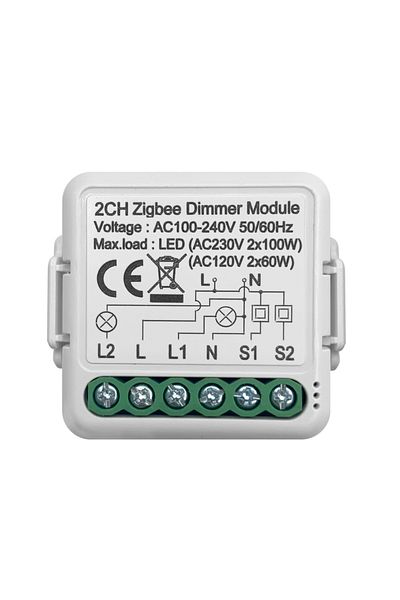 Choice 2 Gang Girier Tuya Zigbee 3.0 Smart Dimmer Switch Module 10a, Supports 2 Way Control Dimmable Switch