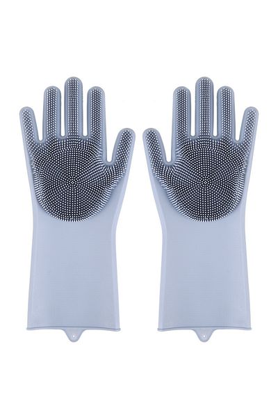 Choice GRAY Silicone Dishwashing Gloves Dishwashing and Laundry Insulated Kitchen Cleaning Household Gloves