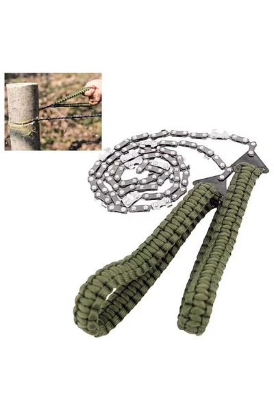 Choice Green Manual Mini Chainsaw Umbrella Rope Handle Garden Logging Convenient Chain Saw Outdoor Survival
