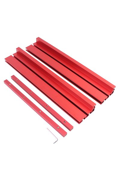 Choice Red 1Set 80cm Splicing Fence with Connecting Strips, Router Table Fence Aluminum T-Track Table Saw P
