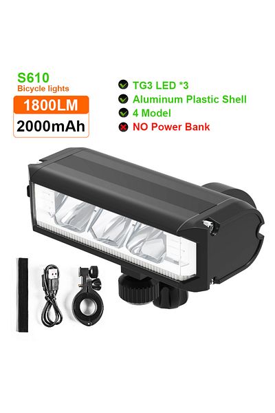 Choice S610 Bicycle Light 8000mAh 5 LED Bike Light Front Rechargeable LED Flashlight 5200LM Headlight with