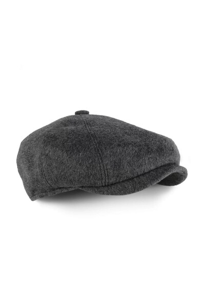 KAMBO WEAR Dark Gray Woolen Stamp Winter Fabric Men's Cap Hat