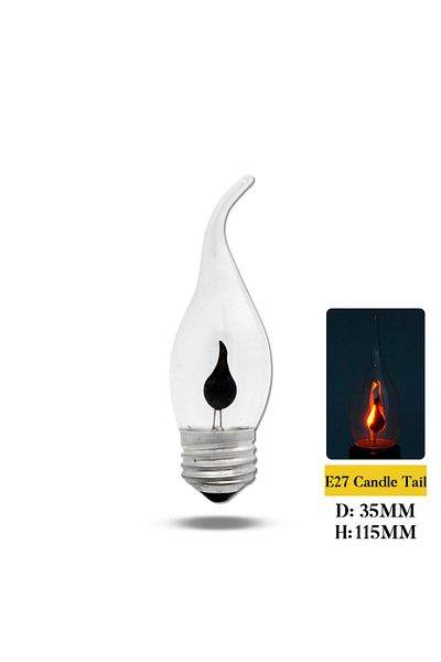 Parkson 3W AC220v E27 Candle Tail Vintage Edison E14 E27 Led Bulb Candle Light Flame Effect Bulb 3W AC220V H