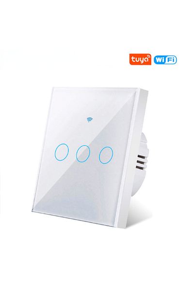 Choice 3 Gang-white Tuya Wifi Smart Touch Switch Eu Two Wiring Methods Led 1/2/3gang Wall Light Switches Sm
