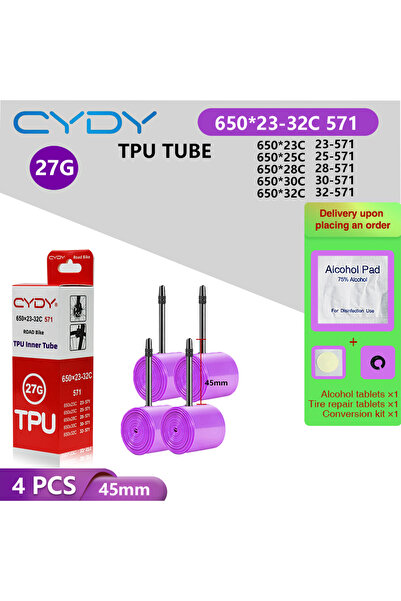 Choice صمام بريستا 650x23-32C 4 قطع 45 مم CYDY أنبوب داخلي TPU للدراجات الهوا...