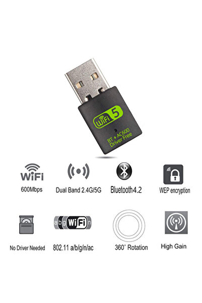 Choice 600Mbps USB WiFi Bluetooth Adapter Dual Band 2.4/ 5.8Ghz Wireless External Receiver RTL8821CU Wi-...