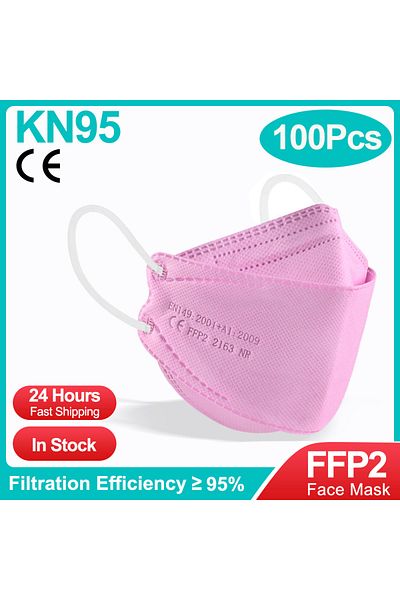 Choice 100pcs-pink-adult Fish Mask KN95 Mascarillas FPP2 Adult Morandi FFP2mask 4 Layer FFPP2 Approved Face