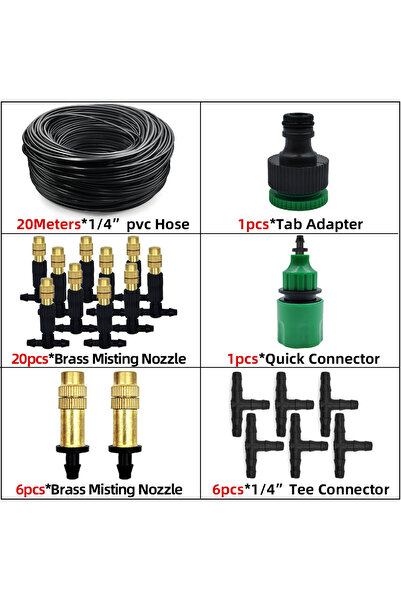 Choice1 نظام تبريد ضبابي خارجي بطول 20 مترًا و15 مترًا إلى 30 مترًا، ري الحدا...