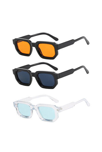 Choice MULTI set-2411 Men Vintage Rectangle Frame Sunglasses Fashion Retro Su...