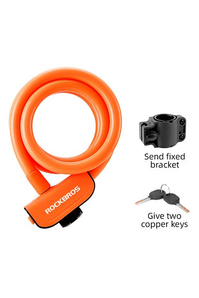 ROCKBROS RKS515-OR ROCKBROS Bicycle Lock Bike Portable Anti-theft Ring Lock MTB Road Cycling Cable Lock Motor