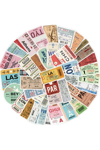 Choice 40pcs All 40PCS Boarding Pass Graffiti Stickers For Guitar Laptop Bike Luggage Skateboard Scrapbook
