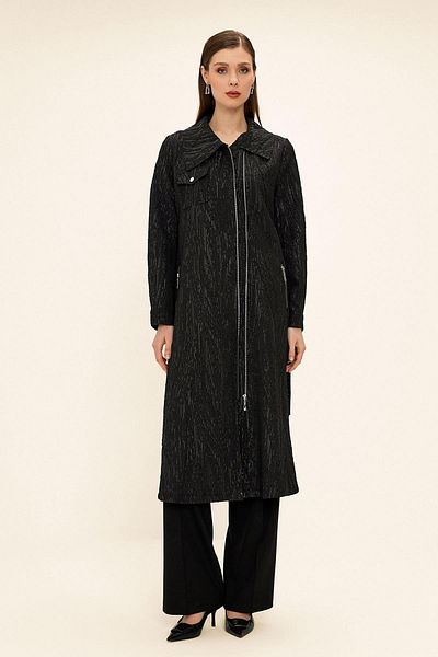 Olcay Guler șervețel Închidere cu fermoar Șapcă neamănată cu model jacquard cu sclipici NEGRU 6740