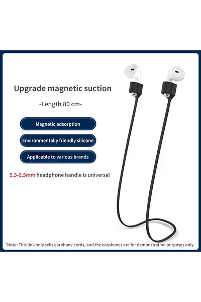 Choice Black Magnetic Wireless Anti-Lost Silicone Earphone Rope Holder Cable For AirPods Pro Airdots Samsun