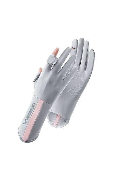 Choice Light grey Summer sun protection gloves, anti slip, breathable, UV resistant, touch screen, cool fee