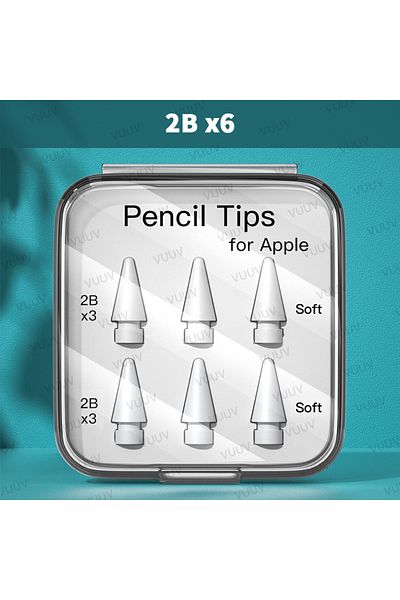 Choice رأس قلم رصاص 2B x6 لقلم رصاص Apple 3/6 قطعة من الطبقة المزدوجة 2B HB رفيع ناعم صلب رأس بديل لـ