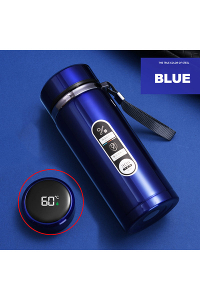 Choice زجاجة ترمس من الفولاذ المقاوم للصدأ سعة 500 مل - 1 لتر، زرقاء اللون، م...