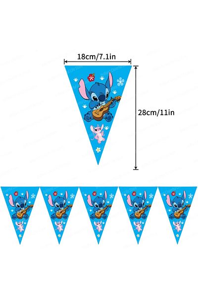 Choice 10pcs-1pack A 10pcs Disney Stitch Bunting Happy Birthday Flags Decorations Hanging Banner Pennant Ki