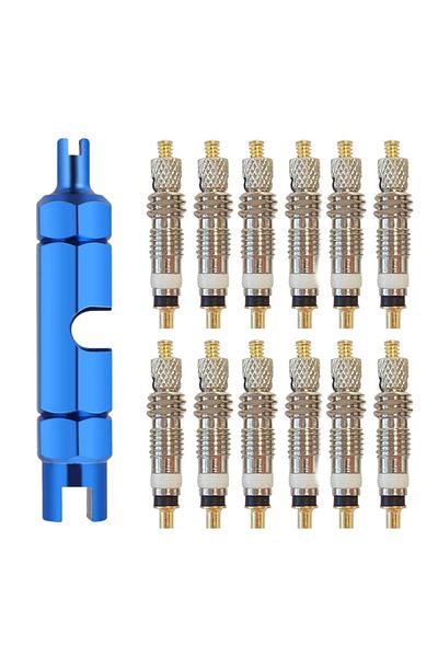 Choice 12pcs SET B 6/12pcs Bicycle Removable Presta Valve Core Bike Replacement Brass Tubeless Core Remover