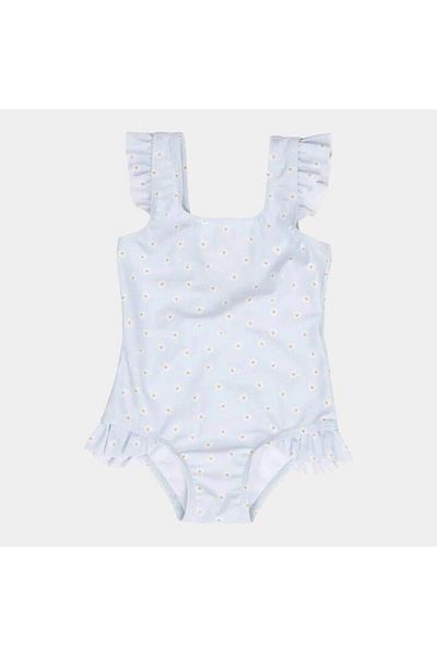 Little Dutch - Costum de baie pentru fete, anti-UV, Daisies Blue, marimea 74-80
