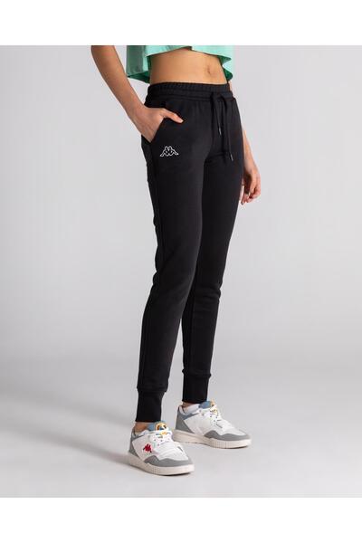 Kappa Logo Theek Slim Kadın Siyah Slim Fit Eşofman Altı