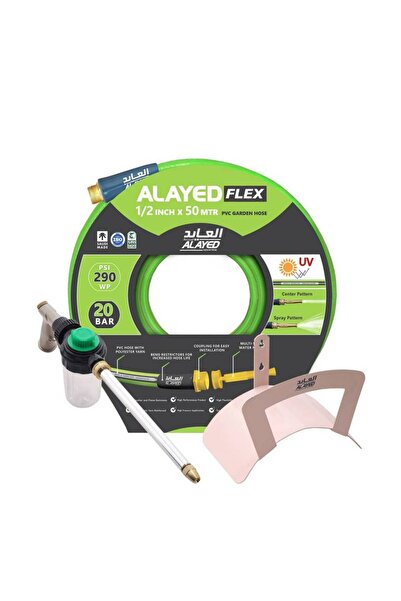 ALAYED بكرة خرطوم مثبتة على الحائط مع خرطوم حديقة، 16 مم، 30 مترًا مع Powerjet