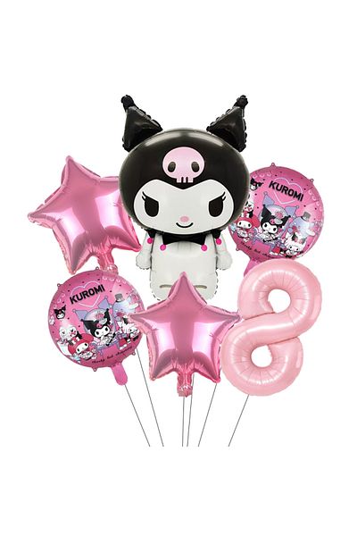 Miniso Pink 8 Kuromi Birthday Party Decoration Cinnamoroll Mymelody Balloon Disposable Tableware Plate Nap