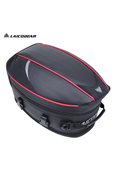 Choice LA-0101-Red Motorcycle Tail Bag Black Motorbike Waterproof Tail Travel...