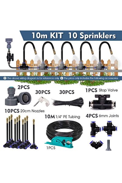 choice2 10m Kit 30-5m 1/4" 4/6mm Misting Cooling System 360° Free-bend Adjust...