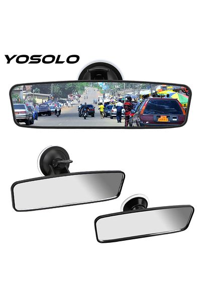 Choice 200x60 mm YOSOLO360° Rotates Interior Rear View Mirror Adjustable Suction Cup Car Rear Mirror Wide-a