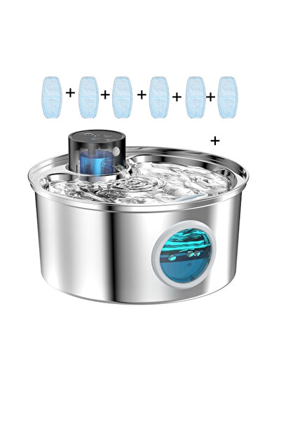 Choice Pet Water 6chip Stainless Steel Wireless Cat Water Fountain Charging A...