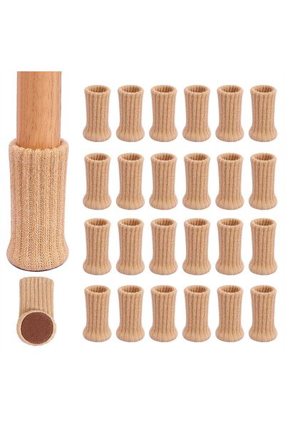 Choice Beige 24PCS Chair Leg Socks High Elastic Chair Leg Floor Protectors with Anti-Slip PadsThick Chair L