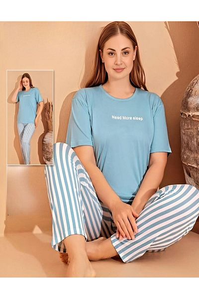 BOYRAZ Seturi de pijamale Milan Plus Size pentru femei - decolteu, maneca scurta, design subtire 11060 - 1 bucata