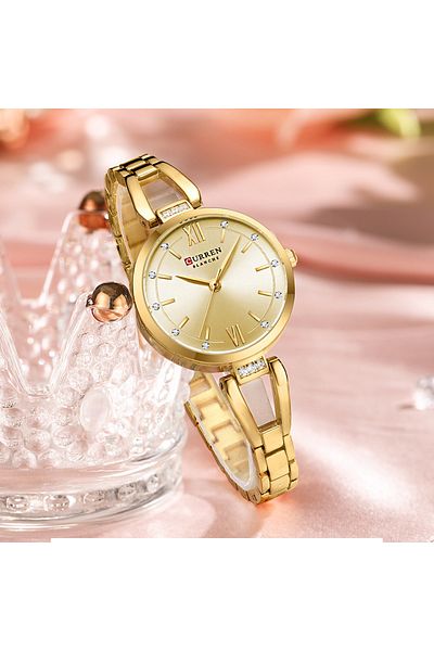 Curren color A Curren 9092 Luxury 30mm Gold Watch For Woman Diamond Ladies Quartz Watch Waterproof Stainles