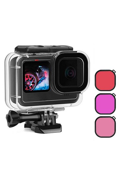 Choice Case with 3 Filters 60M Waterproof Case for GoPro Hero 12 11 10 9 Black Protective Diving Underwater