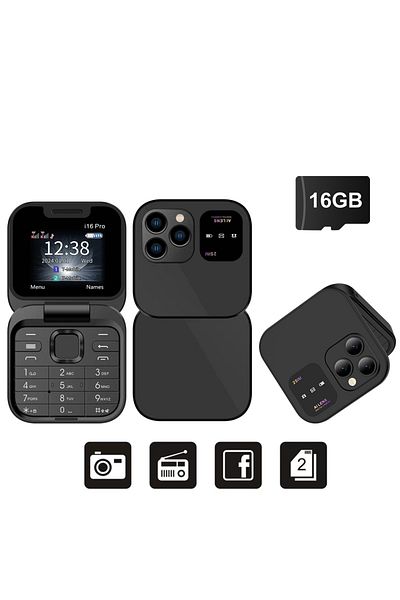 Choice Black N 16GB TF card SERVO 2024 New Mini Flip Mobile Phone FM Radio Magic Voice Blacklist Speed Dial