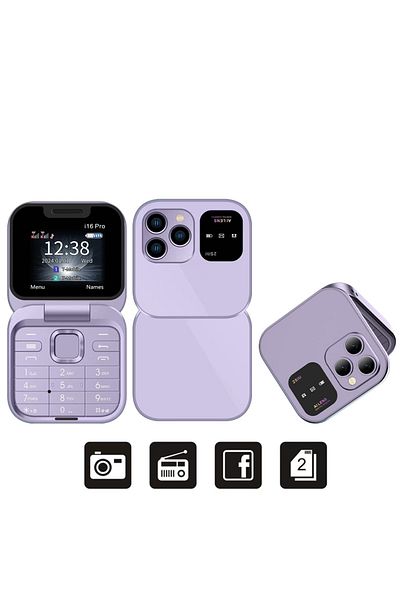 Choice Purple SERVO 2024 New Mini Flip Mobile Phone FM Radio Magic Voice Blacklist Speed Dial Vibration 2SI