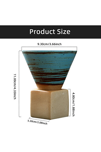 Choice كوب قهوة سيراميكي إبداعي أزرق 200 مل، كوب شاي من الفخار الخشن، لاتيه ي...