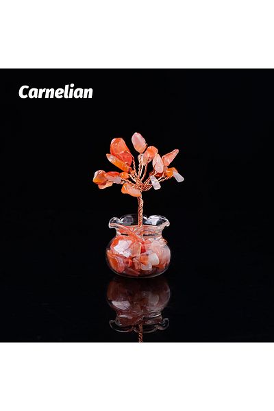 Choice 1PC Carnelian 1PC Natural Crystal Macadam Small Tree Reiki Healing Feng Shui Crystal Tree Artificial