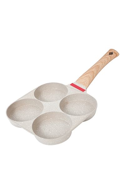 Choice White Non Stick 4-Cup Egg Frying Pan with flipping Lid Aluminum Pancake Egg Cooker with Spatula and