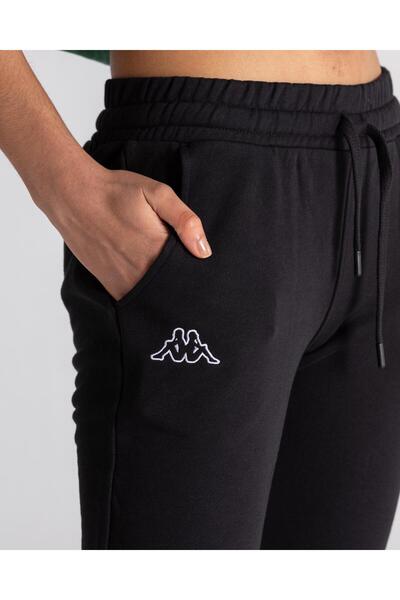 Kappa Logo Theek Slim Kadın Siyah Slim Fit Eşofman Altı