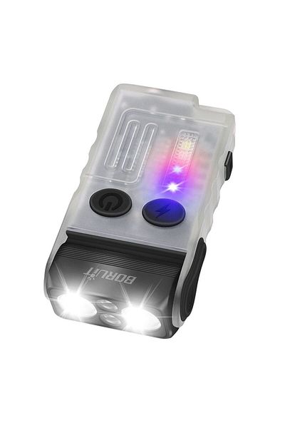 Choice Fluorescence BORUiT V20 Keychain EDC LED Flashlight Head Swivels Type-C Rechargeable Magnet Torch Bu